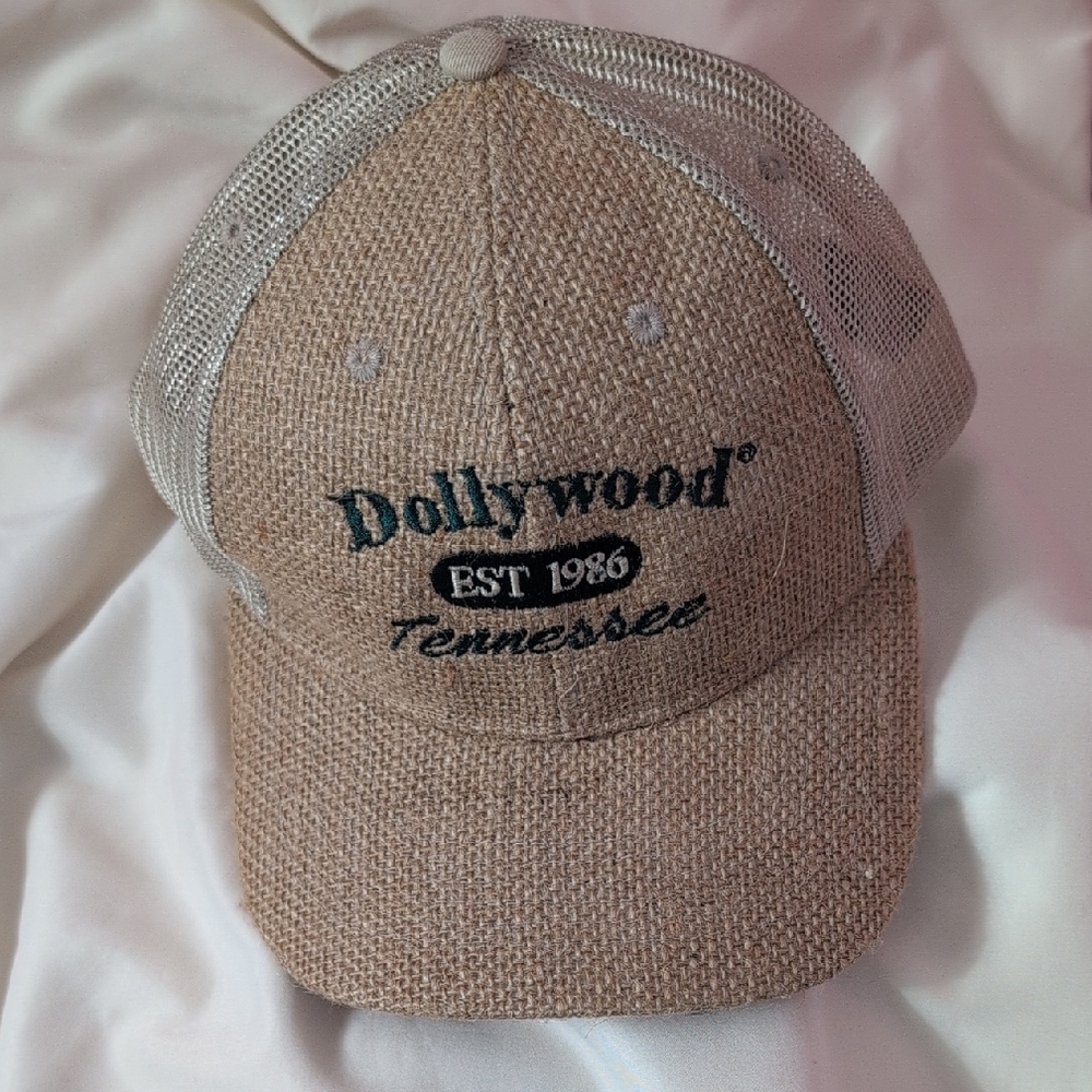 Dollywood Tennessee Burlap Straw Baseball Cap Adjustable Mesh Back NWT Unisex